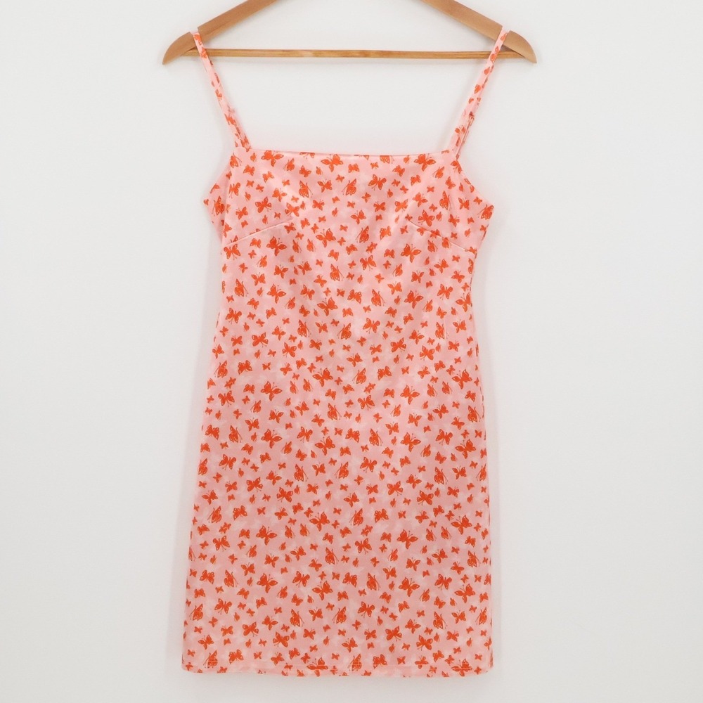 Y2K Butterfly Mini Slip Dress Womens Size S Pink Twee Fairy Soft Girl Coquette
